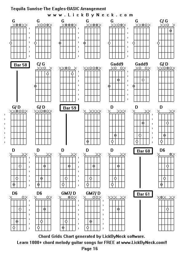 Chord Grids Chart of chord melody fingerstyle guitar song-Tequila Sunrise-The Eagles-BASIC Arrangement,generated by LickByNeck software.